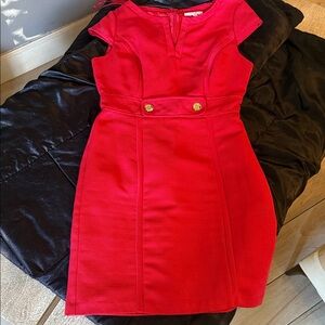 Chic Red Mini Dress with Button Detail